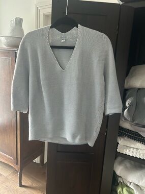 Uniqlo Light Blue V-Neck Knit Sweater